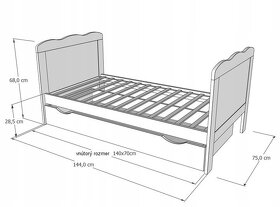 Detská postieľka/posteľ 140x70 cm+šuflík+prebalovací pult - 4