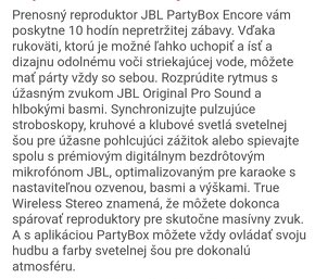 Predam Párty reproduktor JBL PARTYBOX ENCORE - 4