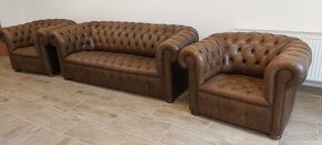 Chesterfield Kožená sedačka 1+1+3. - 4