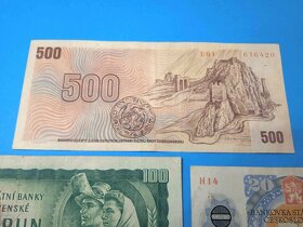 Bankovky ČESKOSLOVENSKO - 10, 20, 50, 100, 500 Kčs - 4