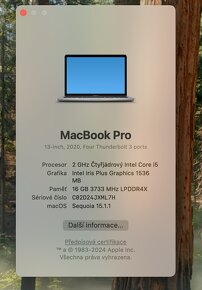 Macbook PRO 13, 2020, 16GB, 500GB, čtyřjádro, záruka - 4