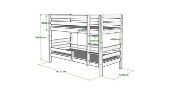 Detská poschodová posteľ - 190x80 cm- masiv - 4