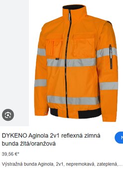 Pracovná reflexná oteplená bunda v. L-XL nová, - 4