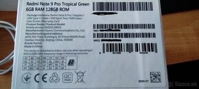 Predám Xiaomi Redmi Note 9 PRO 6GbRAM/128GbROM Tropical Gree - 4