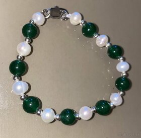 Náhrdelník, náramok z pravých perál 7-8 mm jadeity - 4