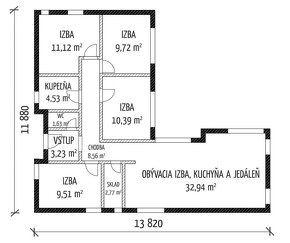 PRAKTIK_ NÍZKOENERGETICKÝ DREVODOM 5 izbový, 114 m2, okr. Il - 4