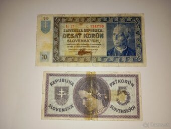 BANKOVKY SLOVENSKÝ ŠTÁT, 5+10 SVK, NEPERFOROVANÉ - 4