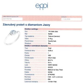 Diamantovy (zasnubny) prsten 0,35ct, obrucka 14k biele zlato - 4