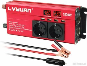 LVYUAN menič napätia 12 V 230 V 1500 W/4 USB/2 EU zasuvky - 4