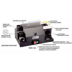 Bruska na ostření vrtáků VDG-13A + sada pro broušení do Ø 20 - 4