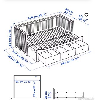 REZERV NOVÁ rozťahovacia posteľ Ikea Hemnes s 3 zásuvkami - 4