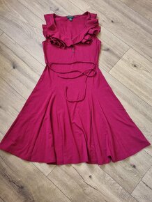 bordové elastické šaty s volánom Ralph Lauren veľ. M - 4
