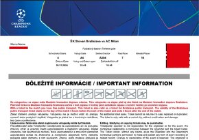 Listok SK SLOVAN vs AC MILAN ⚡️ Champions League - 4