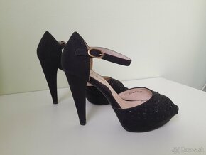 TULIPANO sandálové lodičky – čierne semišové - 4