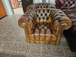 Chesterfield štýl,kožená,farba western 3+1+1 - 4