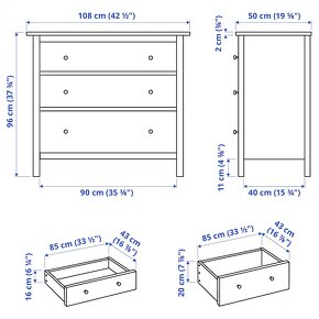 Komoda Ikea HEMNES Komoda s 3 zásuvkami - 4