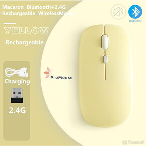 Bezdrôtová nabíjateľná bluetooth myš - žltá - 4