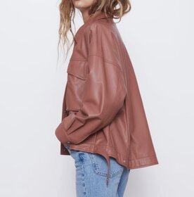 Zara oversize kožená bunda veľ.S - 4