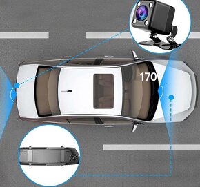 Kamera Full HD zabudovaná do spätného zrkadla+cúvacia kamera - 4