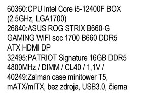 Zostava 5/2023 12400F 2060 super 8GB - 4