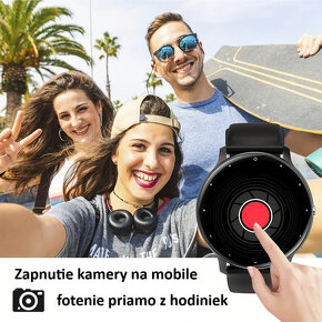 Fitness smart hodinky okrúhle, možnosť volania, čierne - 4