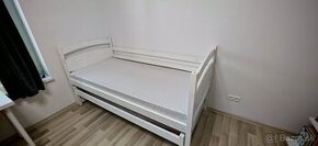 Predám bielu posteľ z masívu a 2 matrace ( š 90 cm ) - 4