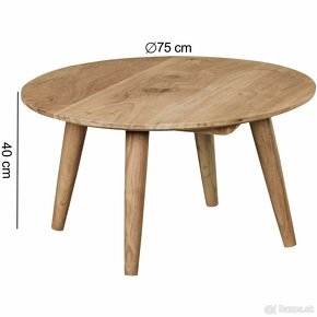 Konferenčný stolík okruhly akácia 75 cm - 4