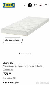 Ikea posteľ Kritter + matrac + strieška - 4