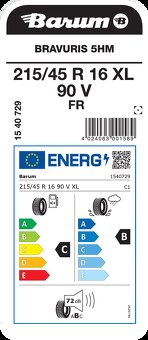 4ks NOVÉ 215/45 r16 90V XL BARUM BRAVURIS 5 - 4
