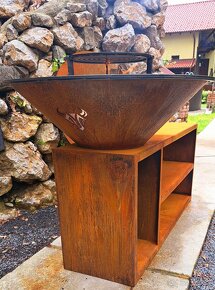 Ohniskovy gril 100cm corten pult - 4