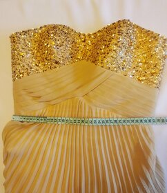 Spoločenské šaty S71 - dlhé, zlaté, veľ. 36/38 - 4