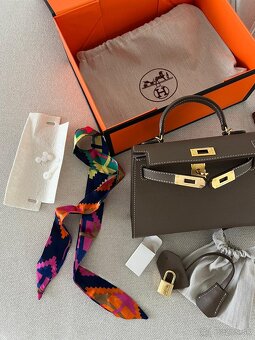 Hermes kelly mini hnedá - khaki - 4