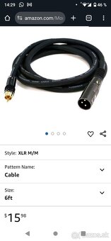 Audio kabel XLR samec - RCA samec - 4