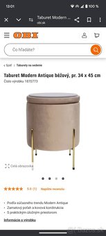 Taburet Modern Antique béžový s úložným priestorom - 4