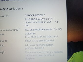 predám HP Elitebook 745 G4 , 16gb ram , 256gb ssd disk - 4