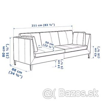 velky zeleny gauc, Ikea, 211 cm dlhy - 4