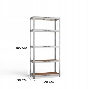 Kovové regále 150x70x30 cm 875 KG POZINK - 4