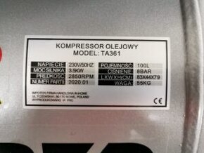 Olejový kompresor 100l, 230V s odlučovačom 3500W TAGRED - 4