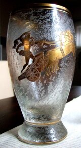 váza dóza Egermann popolník hutné sklo oroplastika - 4