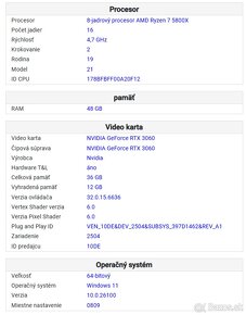 Predám herný pc Ryzen 7 5800x, RTX 3060 12GB, 48GB RAM - 4