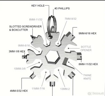 Zelezna "snehova" vlocka, multifunkcny nastroj - 4