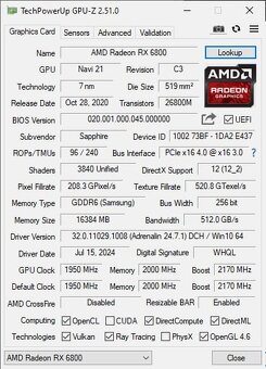 [Predám] Sapphire Pulse RX 6800 16G - 4