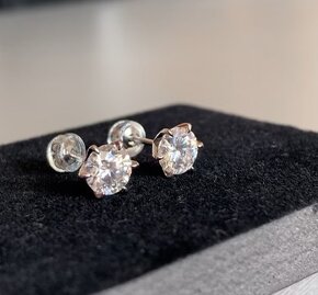 Strieborné Moissanite Nausnice 1CT - 4