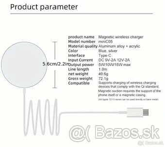 MagSafe Bezdrôtová Nabíjačka iPhone USB-C 15W Strieborná - 4