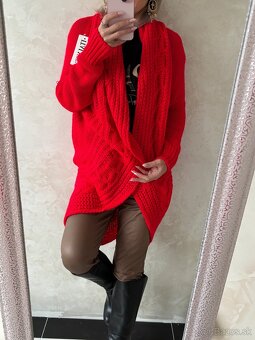 Damsky pleteny Cardigan red - 4