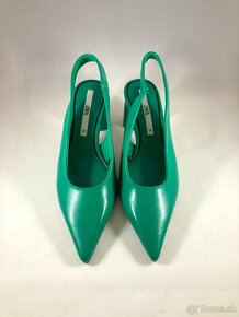 Zelené slingback topánky na podpätku Zara - veľ. 38 - 4