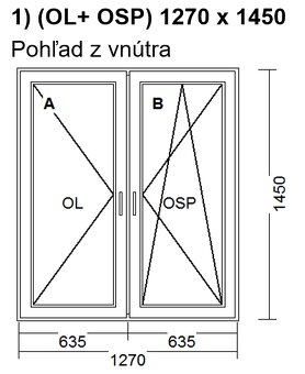 plastové okno v. 147 cm x š. 127 cm- 3 sklo Ug = 0,6 - 4