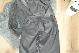Dámsky sivý nohavicový kostým, veľ. 38, TOP STAV - 4