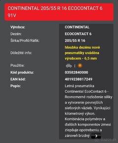 Letne pneumatiky Continental 205/55/R16 V - 4