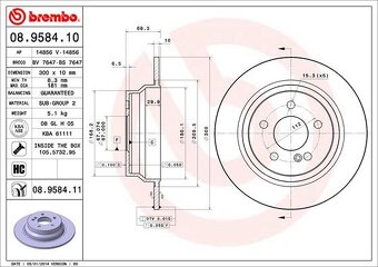 BREMBO 08.9584.11 - Brzdové kotúče zadné - 4